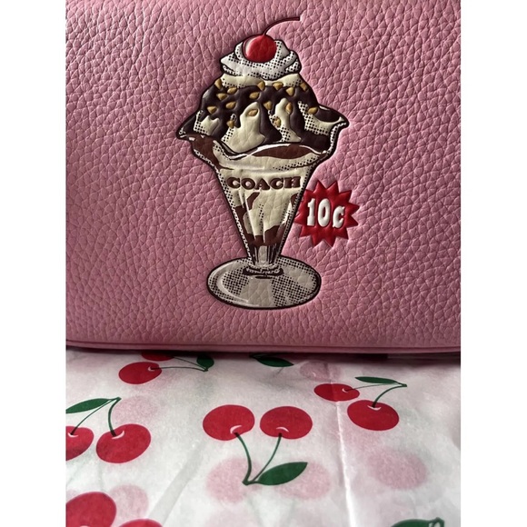 New! SOLDOUT COACH Corner Zip Wristlet with Sundae Icecream print - Picture 2 of 2